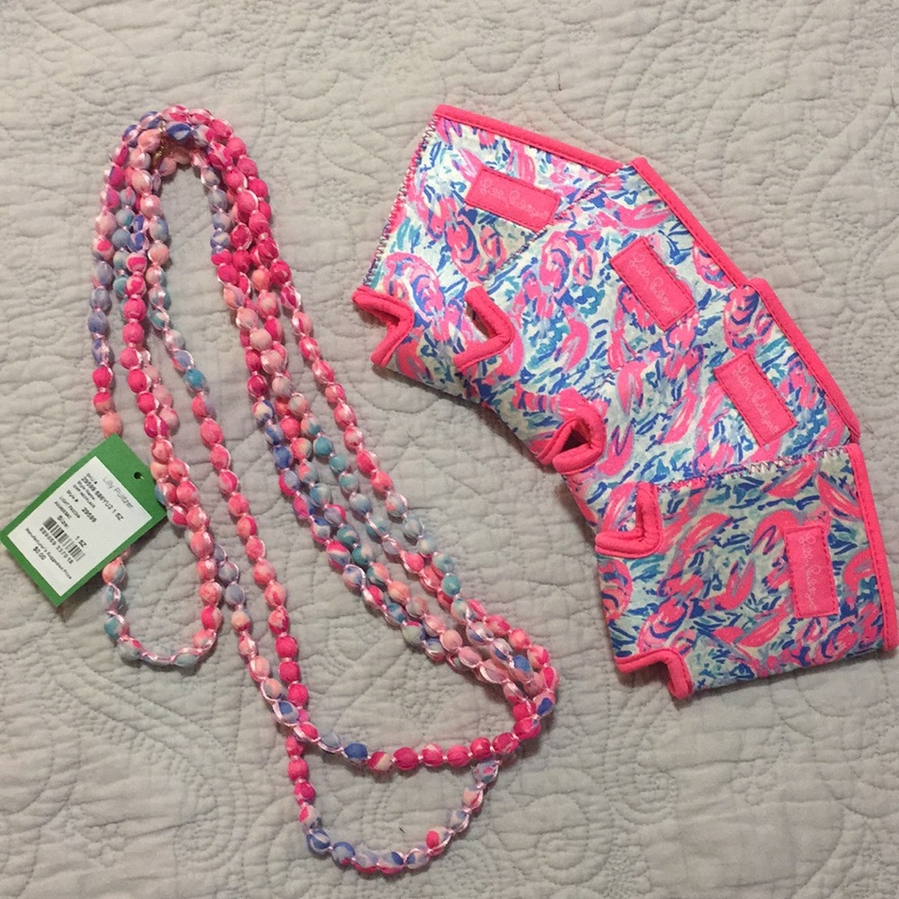 Lilly Pulitzer necklace and drink holders